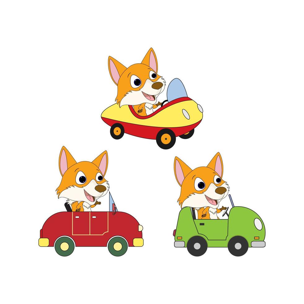 cute fox cartoon simple vector illustration