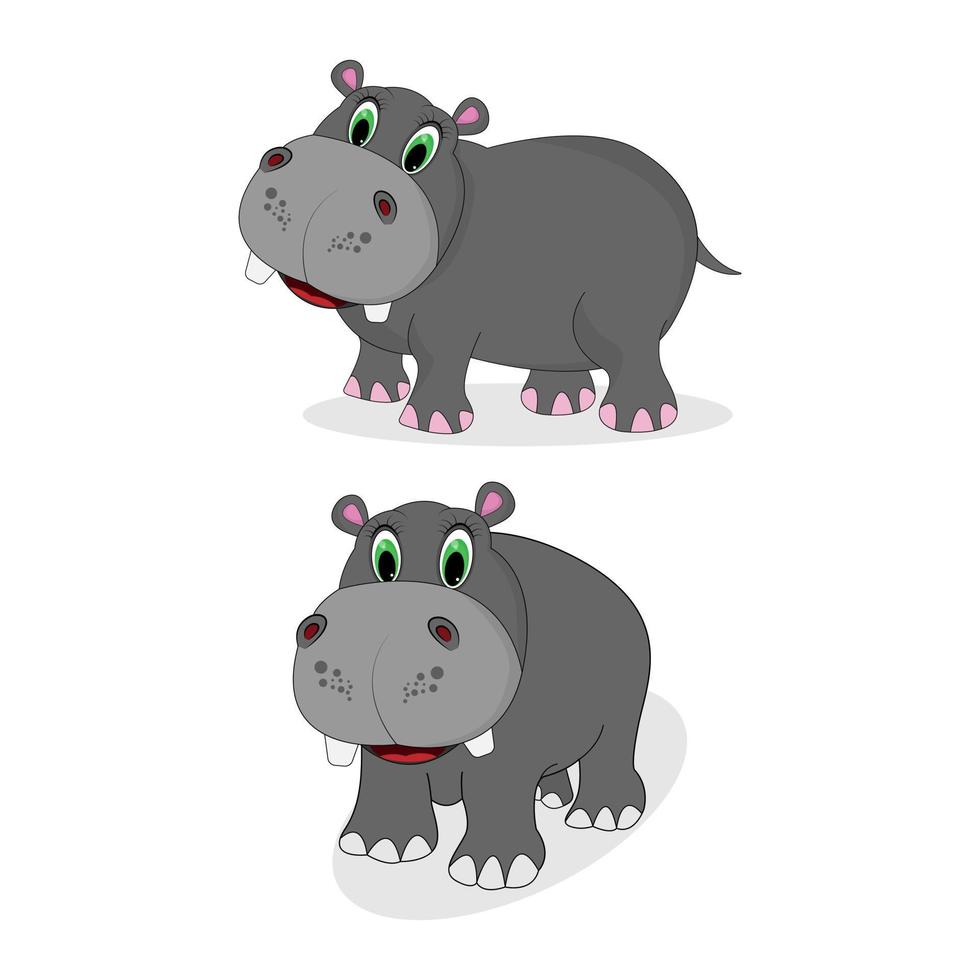 Ilustración de vector simple de dibujos animados lindo hipopótamo