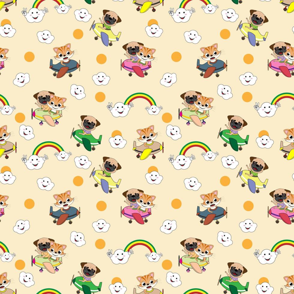 Cute animal cartoon seamples pattern design vector