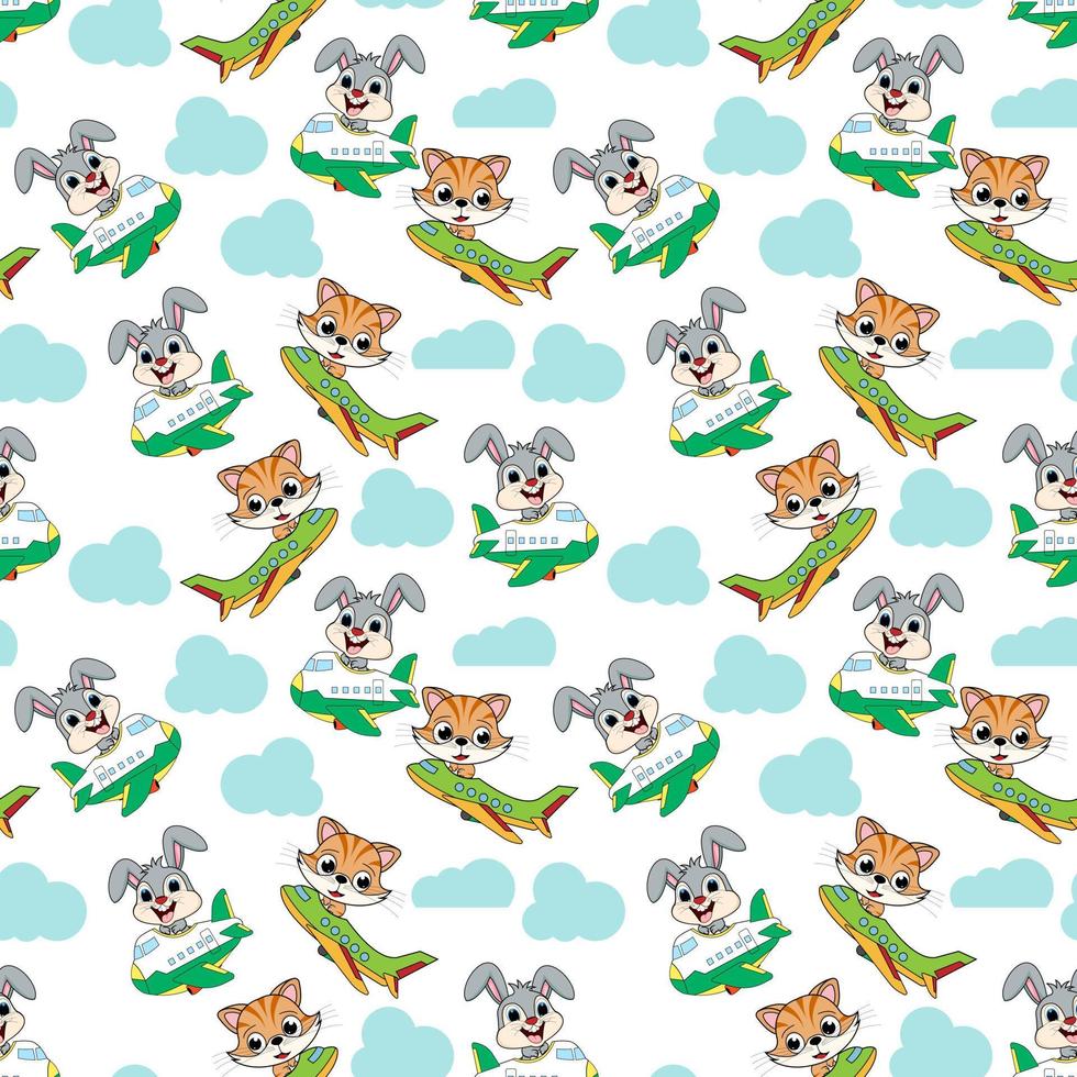 Cute animal cartoon seamples pattern design vector