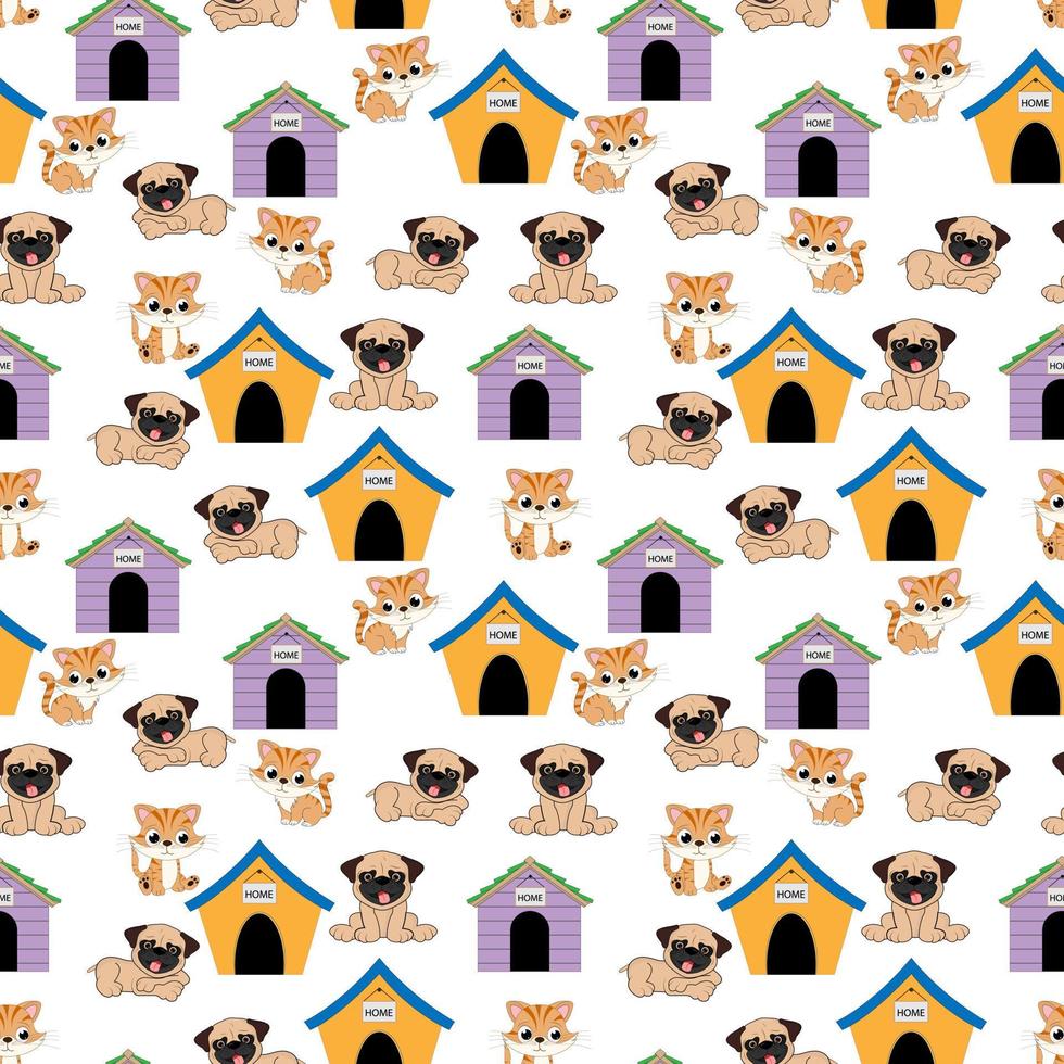 Cute dog cartoon seamples pattern design vector