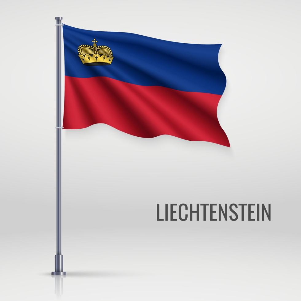 Waving flag on flagpole. vector