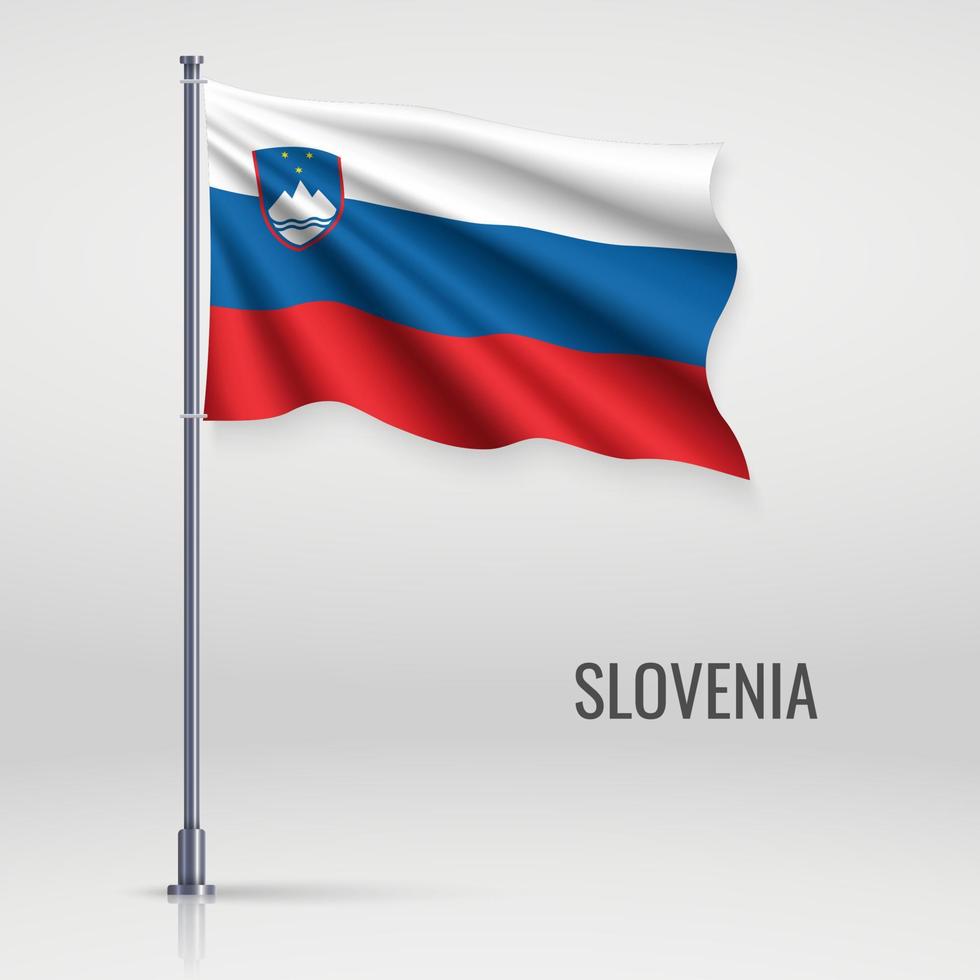 Waving flag on flagpole. vector