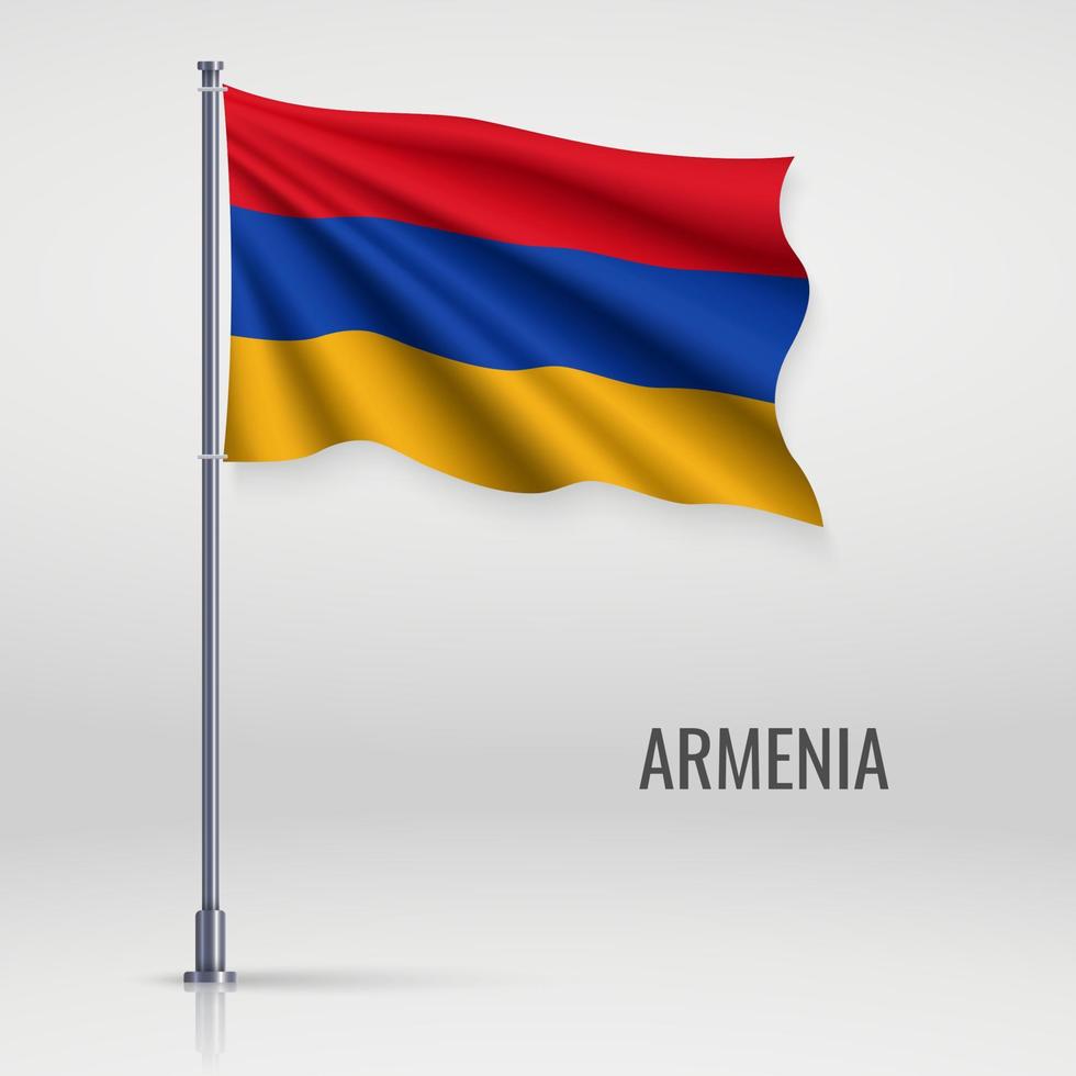 Waving flag on flagpole. vector