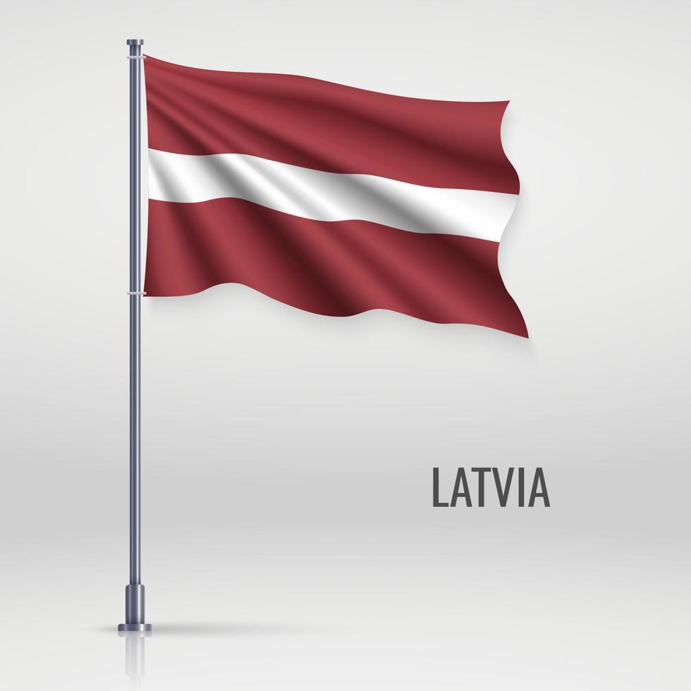 Waving flag on flagpole. vector