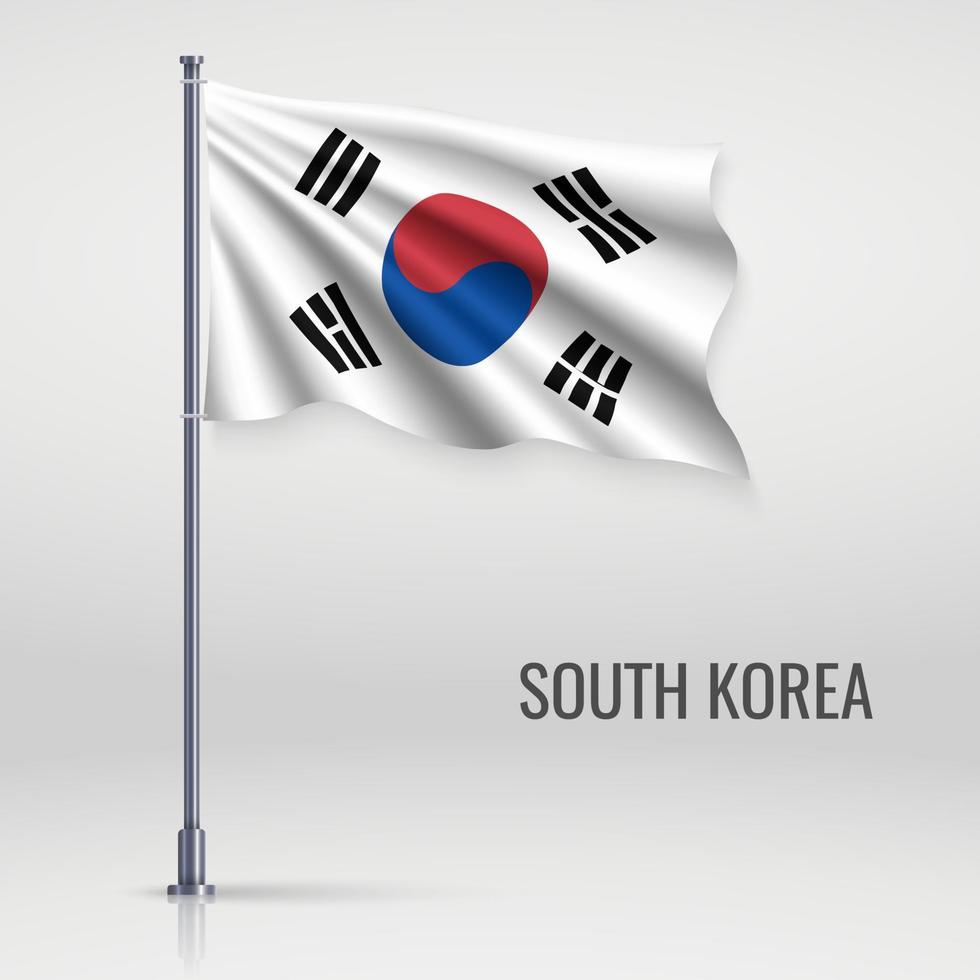 Waving flag on flagpole vector