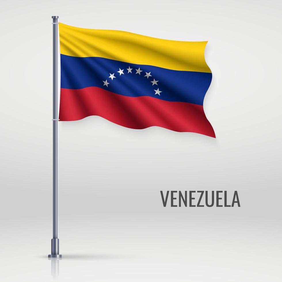 Waving flag  on flagpole. vector