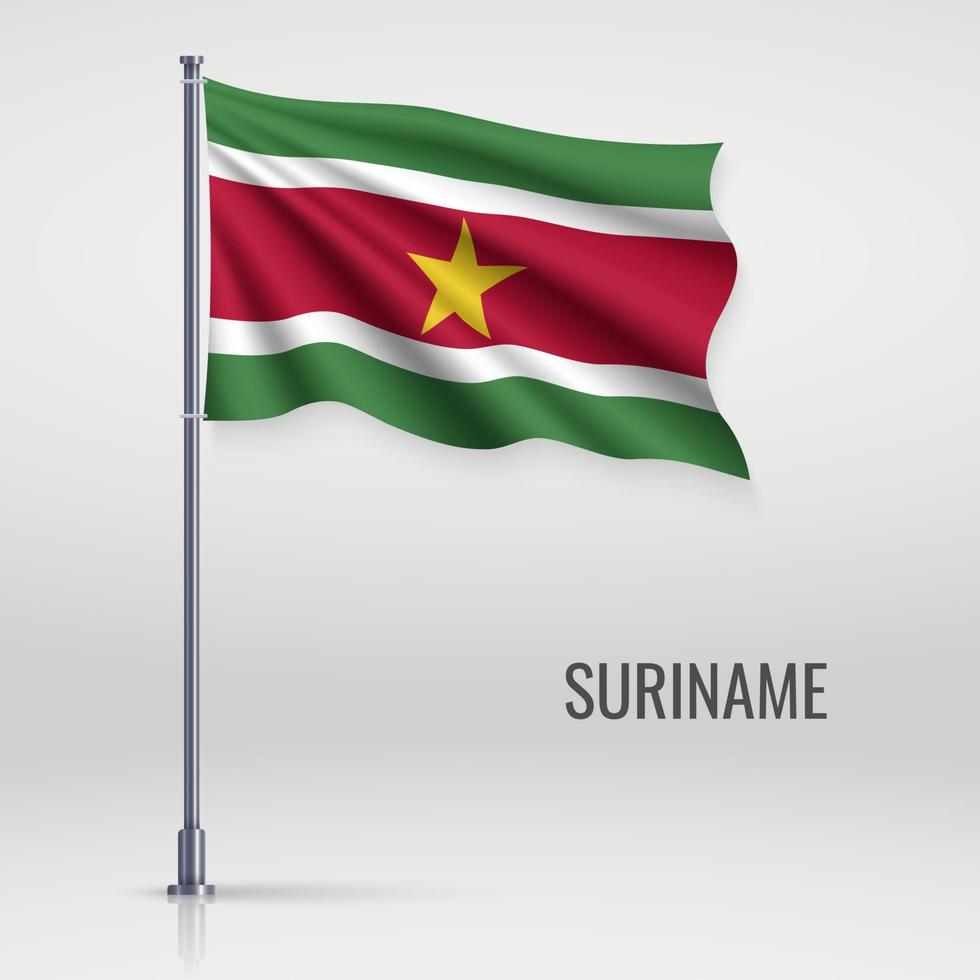 Waving flag  on flagpole. vector