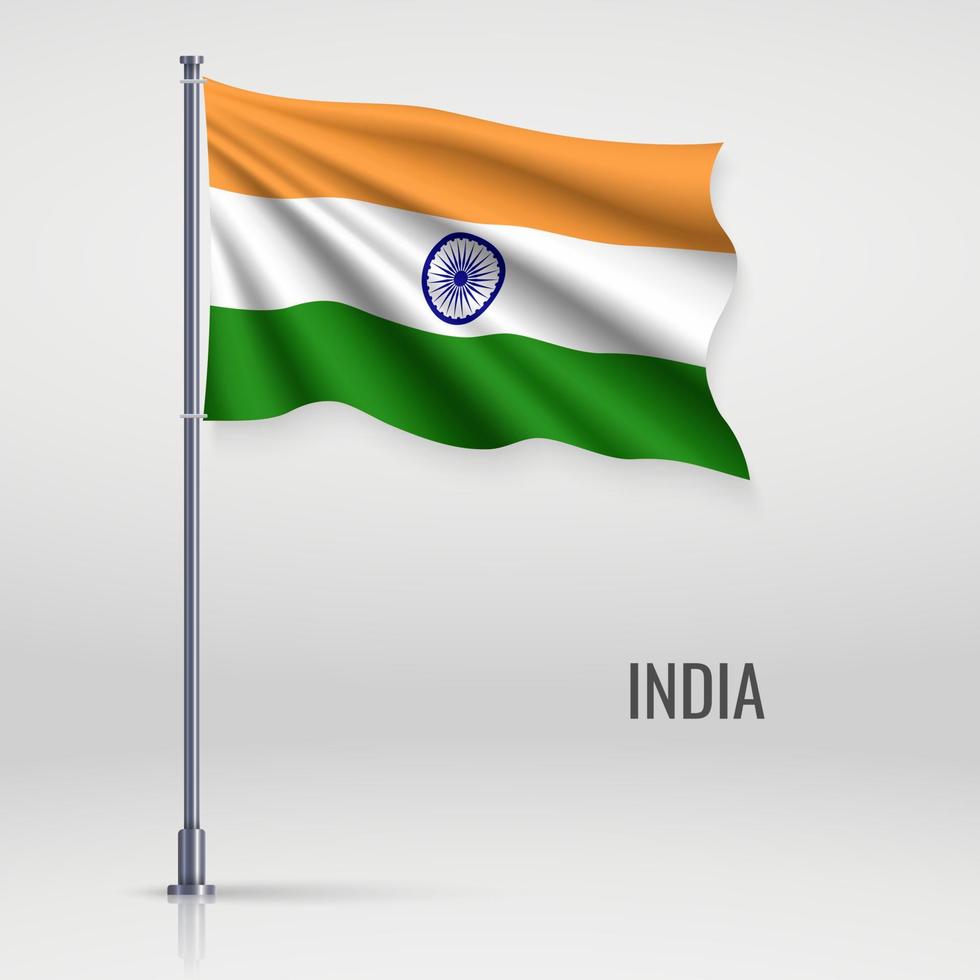 Waving flag on flagpole vector
