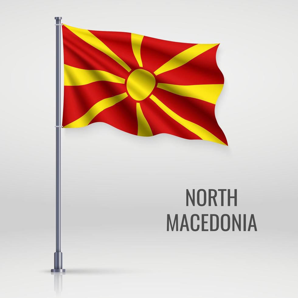 Waving flag on flagpole. vector