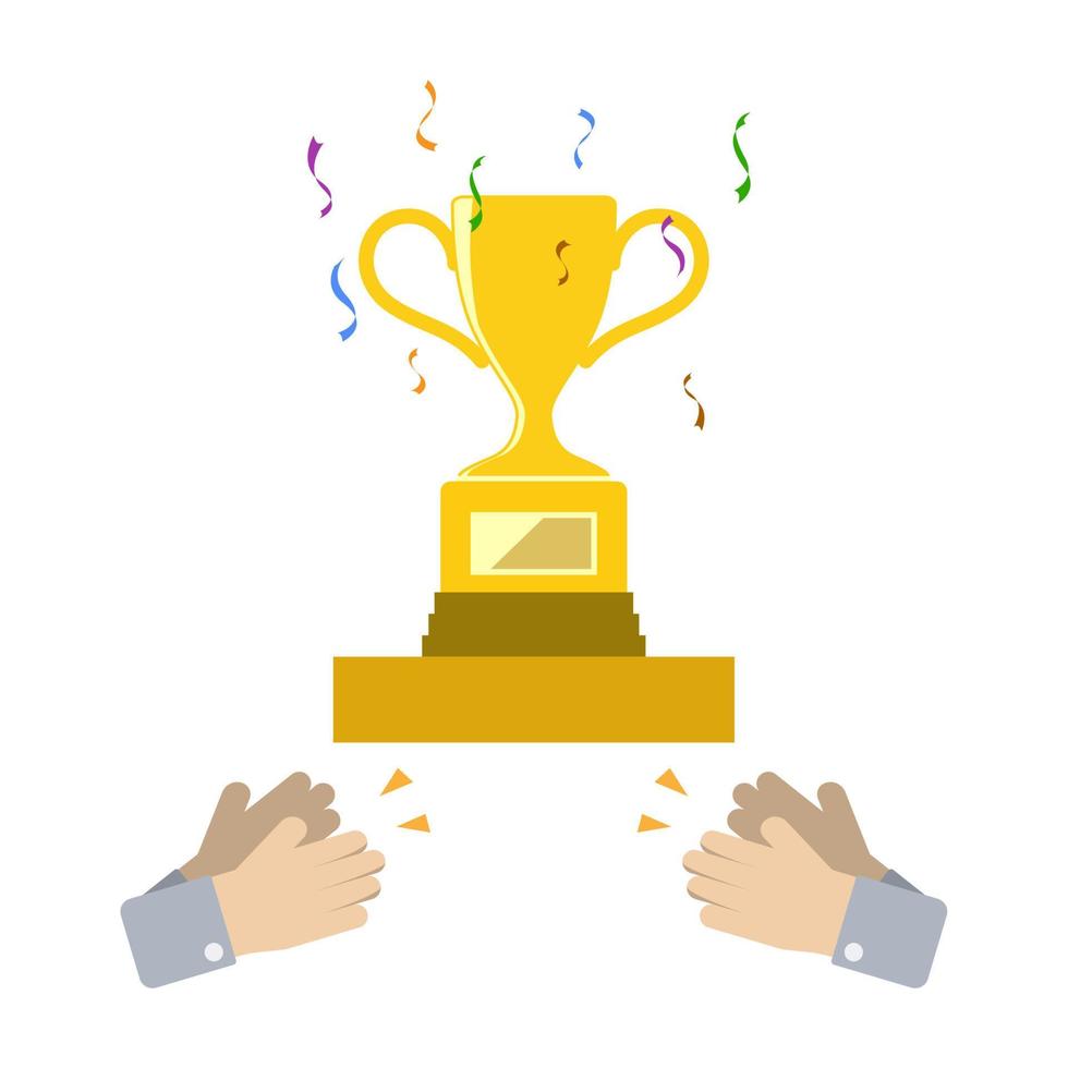 Trophy with Hands Applaud. vector