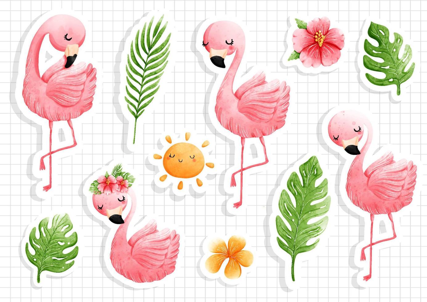 flamingo sticker sheet vector