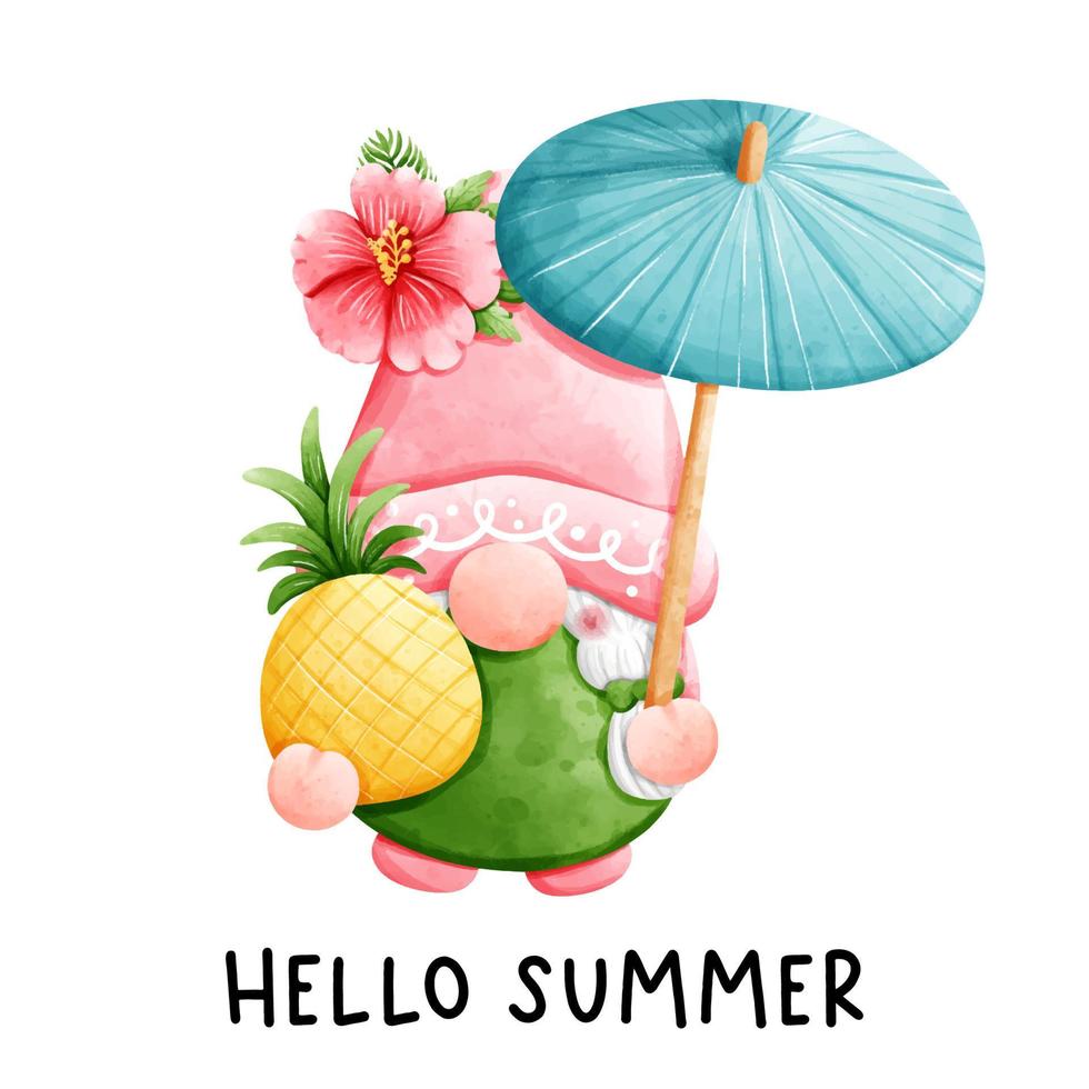 gnome flamingo, gnome summer. Vector illustration