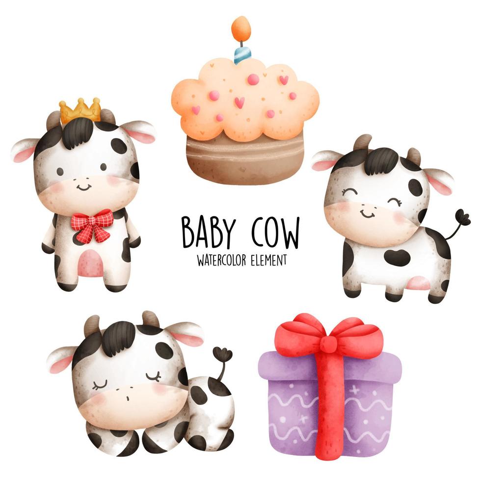 Happy Birthday baby cow. Birthday. Vector illustration