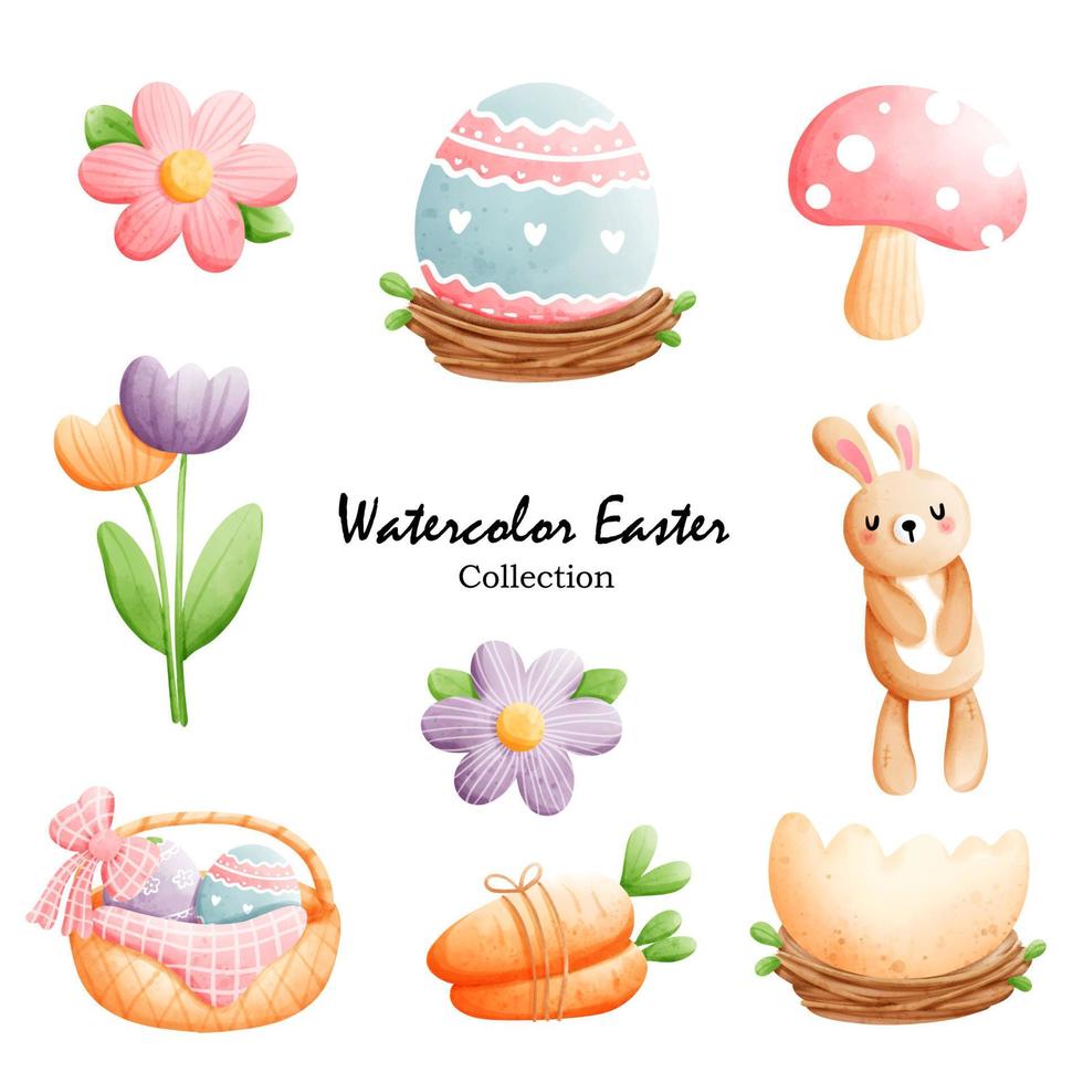 Watercolor Easter, Happy Easter. Happy Spring. Vector illustration