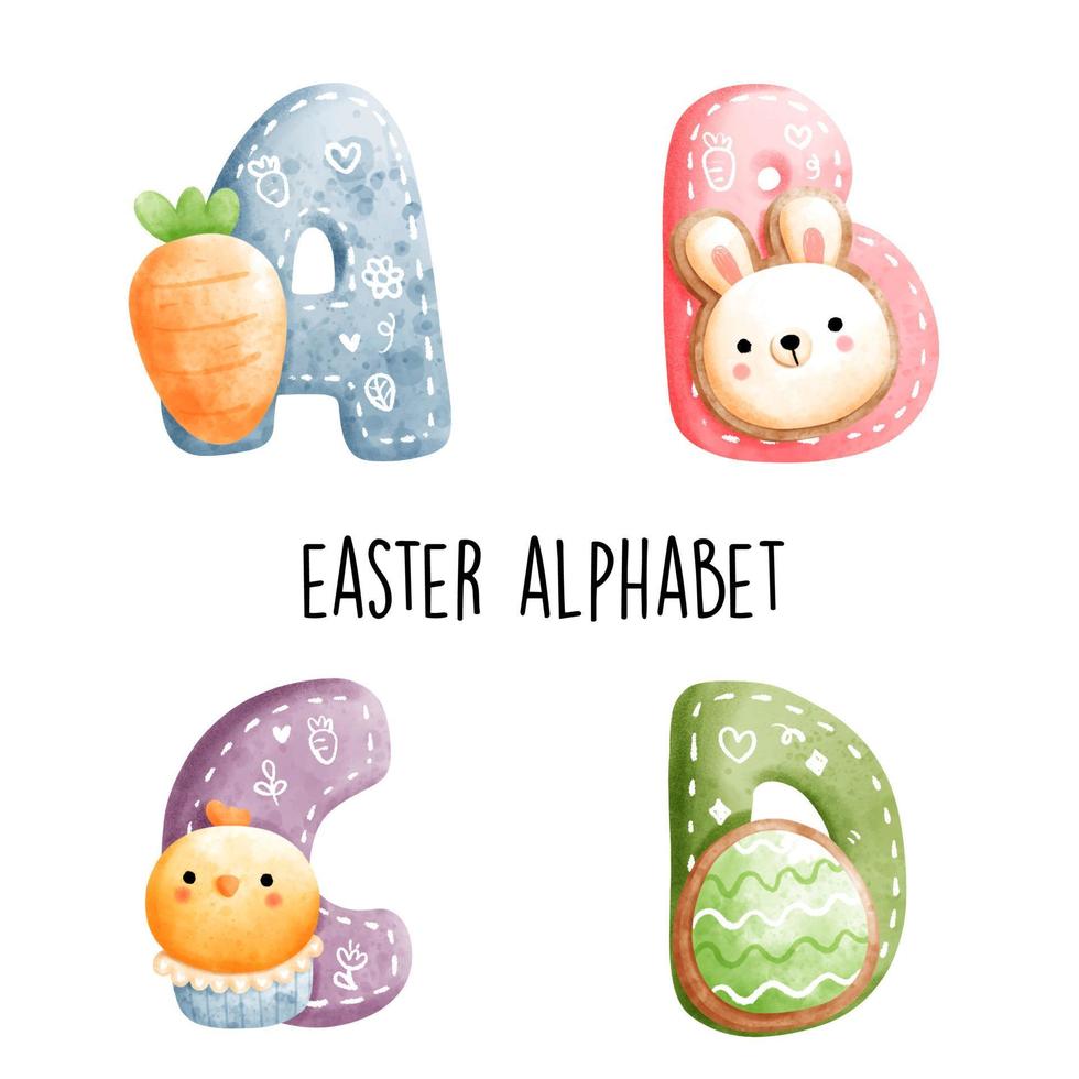 Easter alphabet. Vector illustration