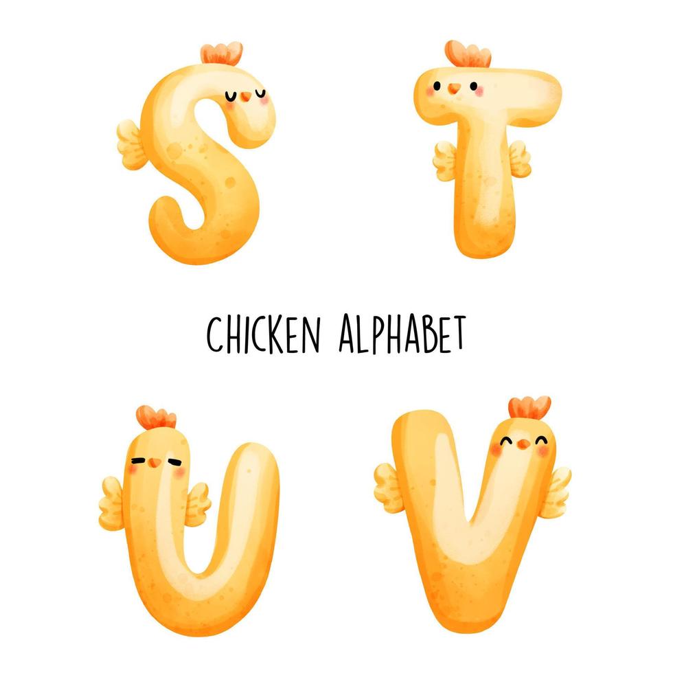 Chicken alphabet. Vector illustration