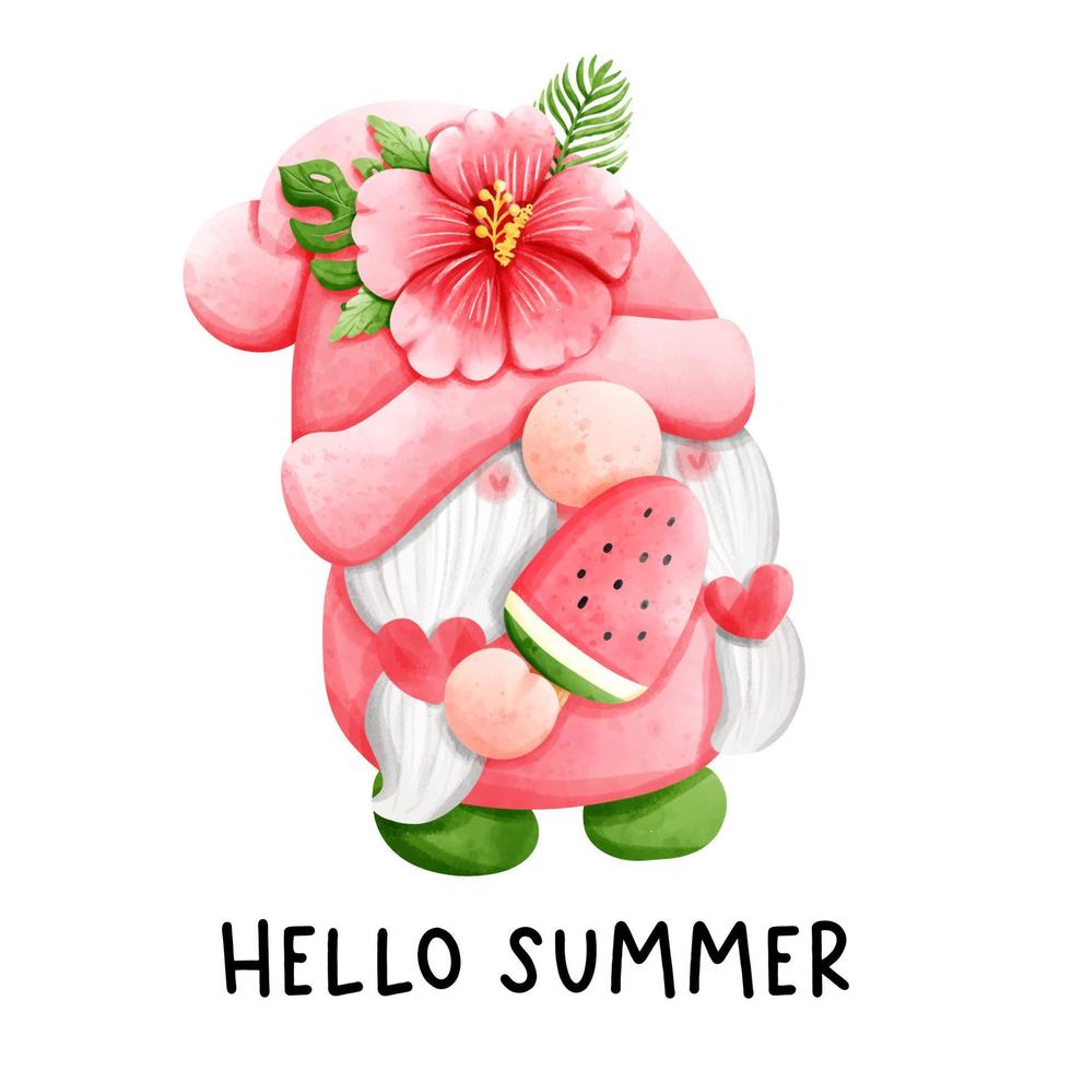 gnome flamingo, gnome summer. Vector illustration