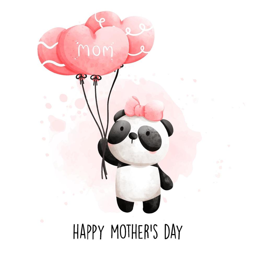 baby and mom panda, panda Vector illustration