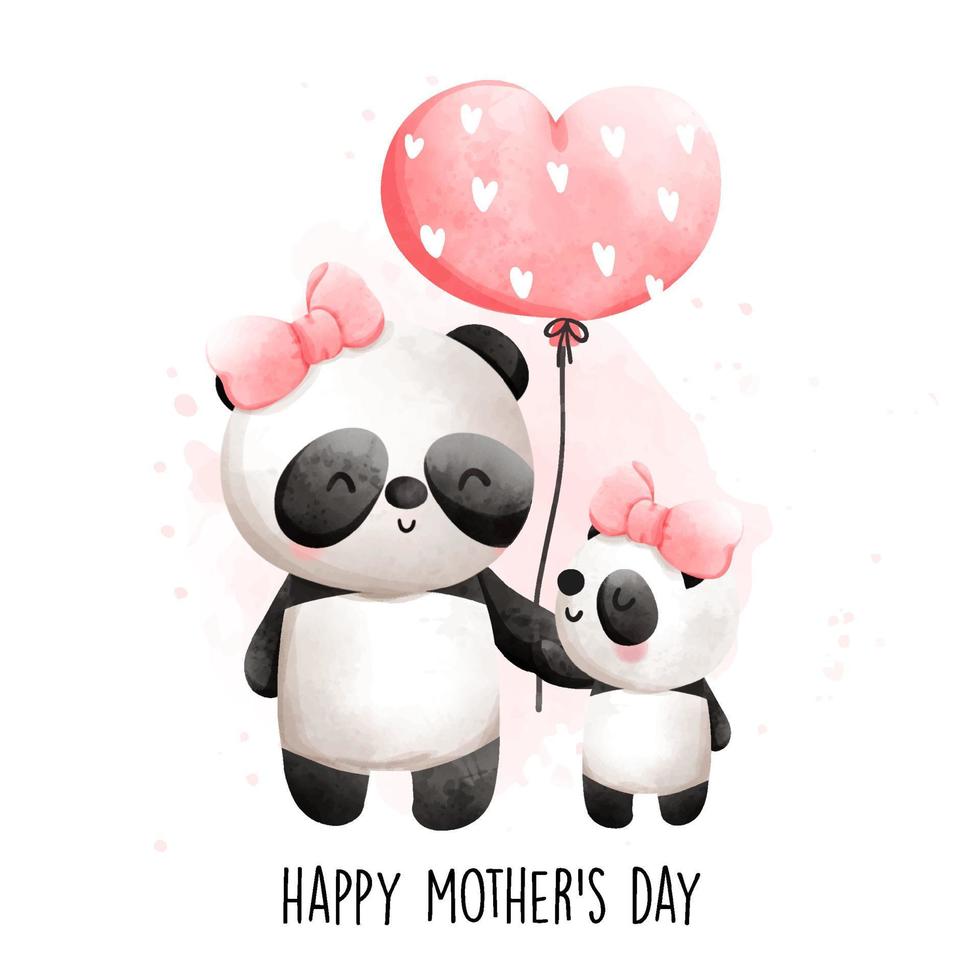 baby and mom panda, panda Vector illustration