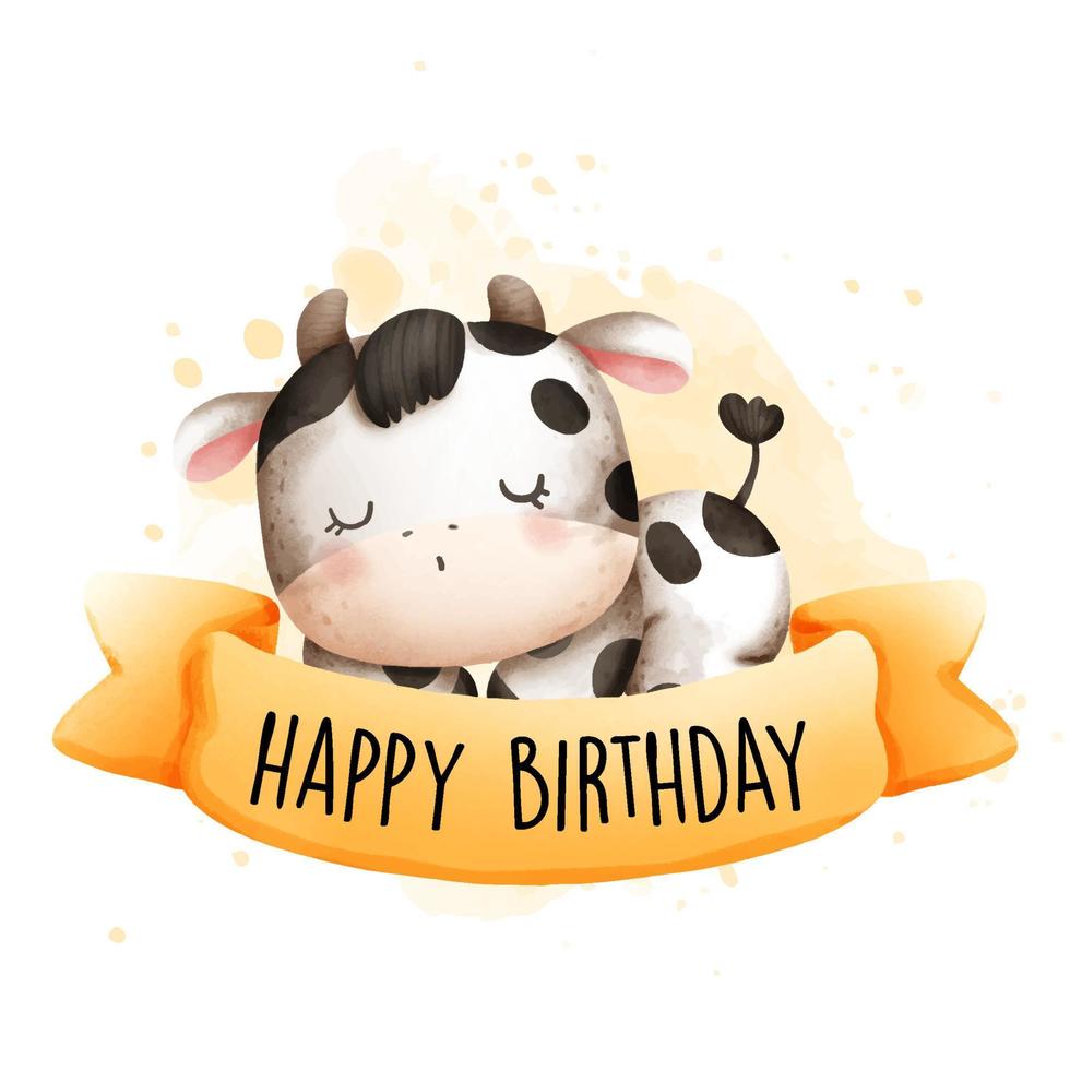 Happy Birthday baby cow. Birthday. Vector illustration