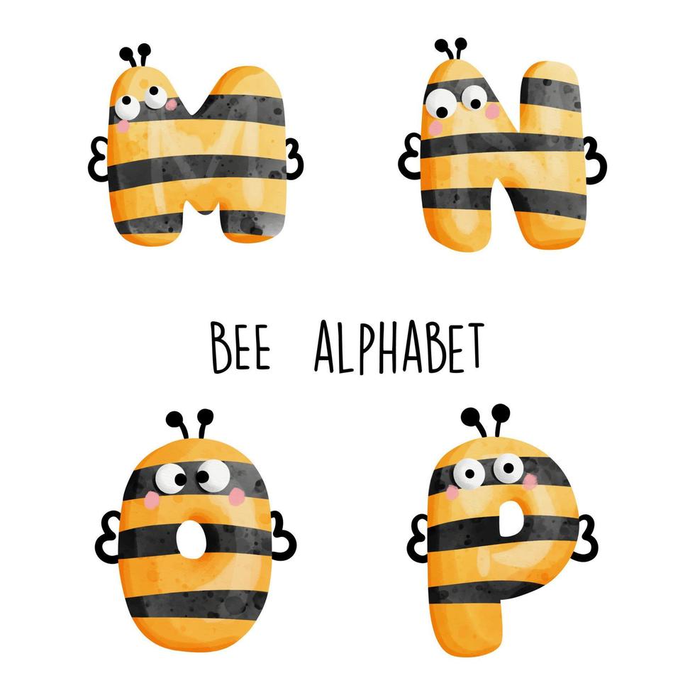 Bee alphabet,bee font. Vector illustration