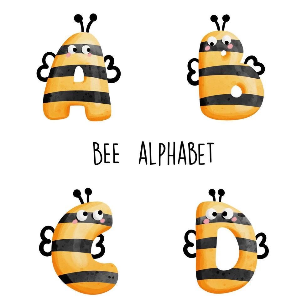 Bee alphabet,bee font. Vector illustration