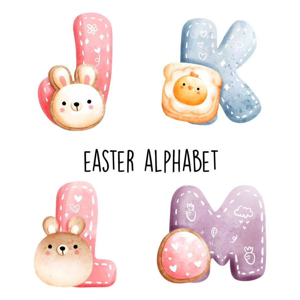 Easter alphabet. Vector illustration