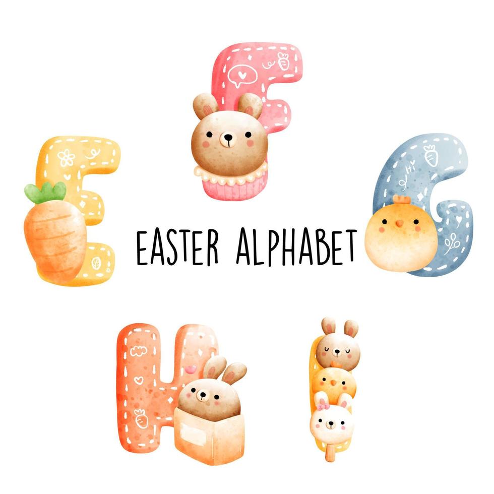 Easter alphabet. Vector illustration