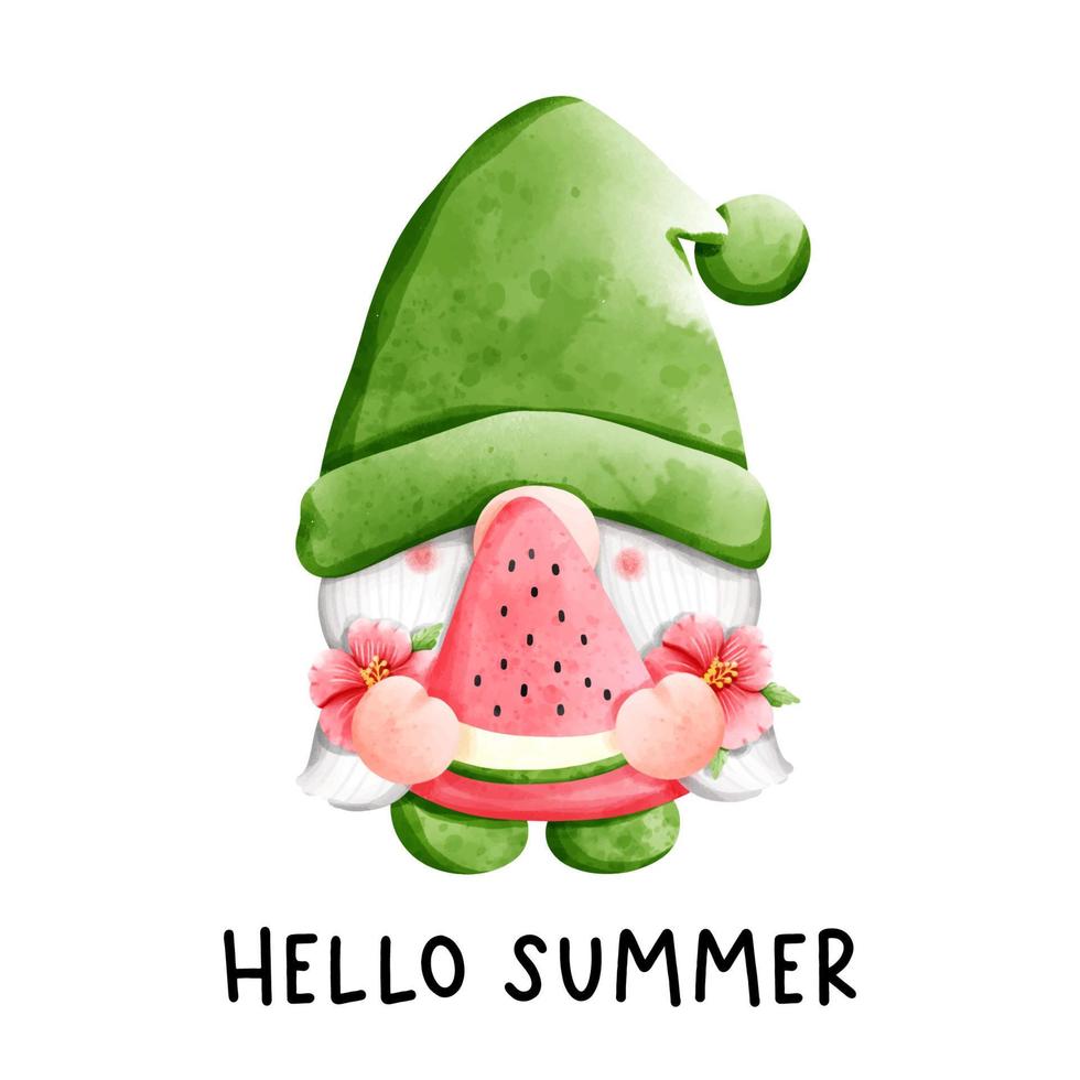 gnome flamingo, gnome summer. Vector illustration