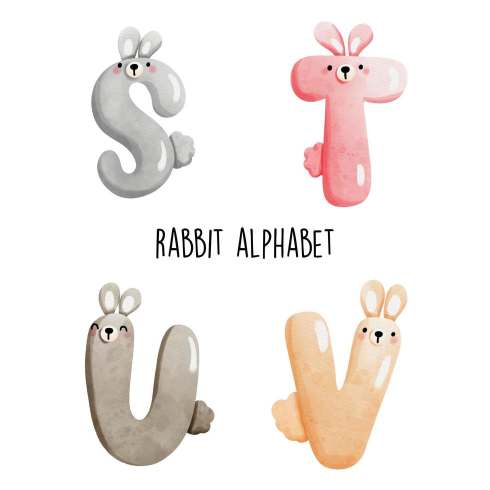 rabbit alphabet. Vector illustration