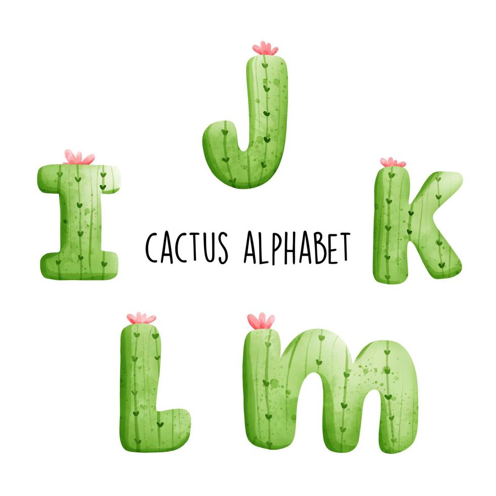 cactus alphabet, cactus letter. Vector illustration