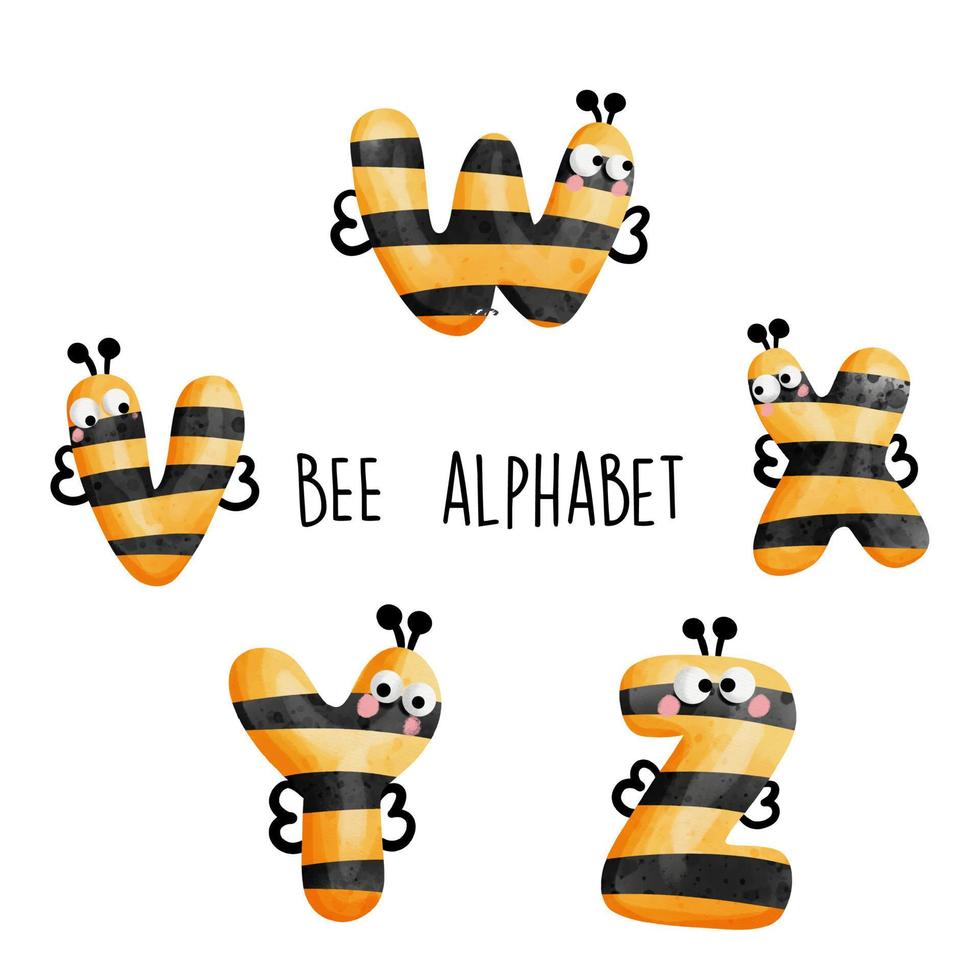 Bee alphabet,bee font. Vector illustration