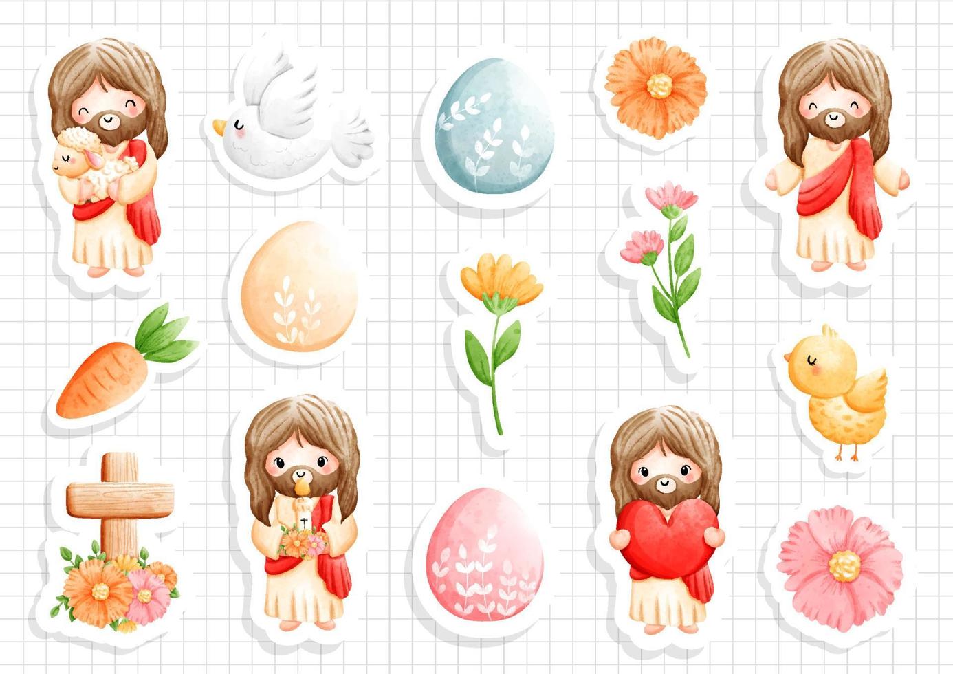 Happy Easter with Jesus and his lamb. Vector illustration