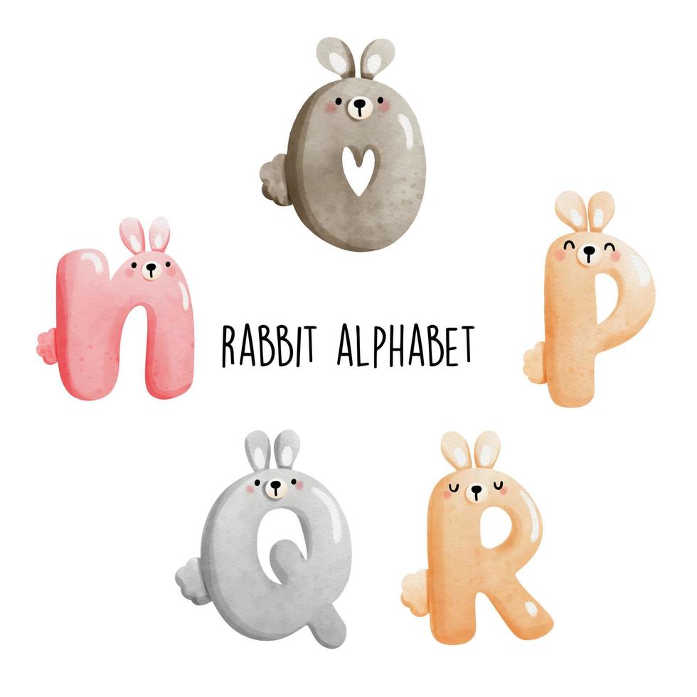 rabbit alphabet. Vector illustration