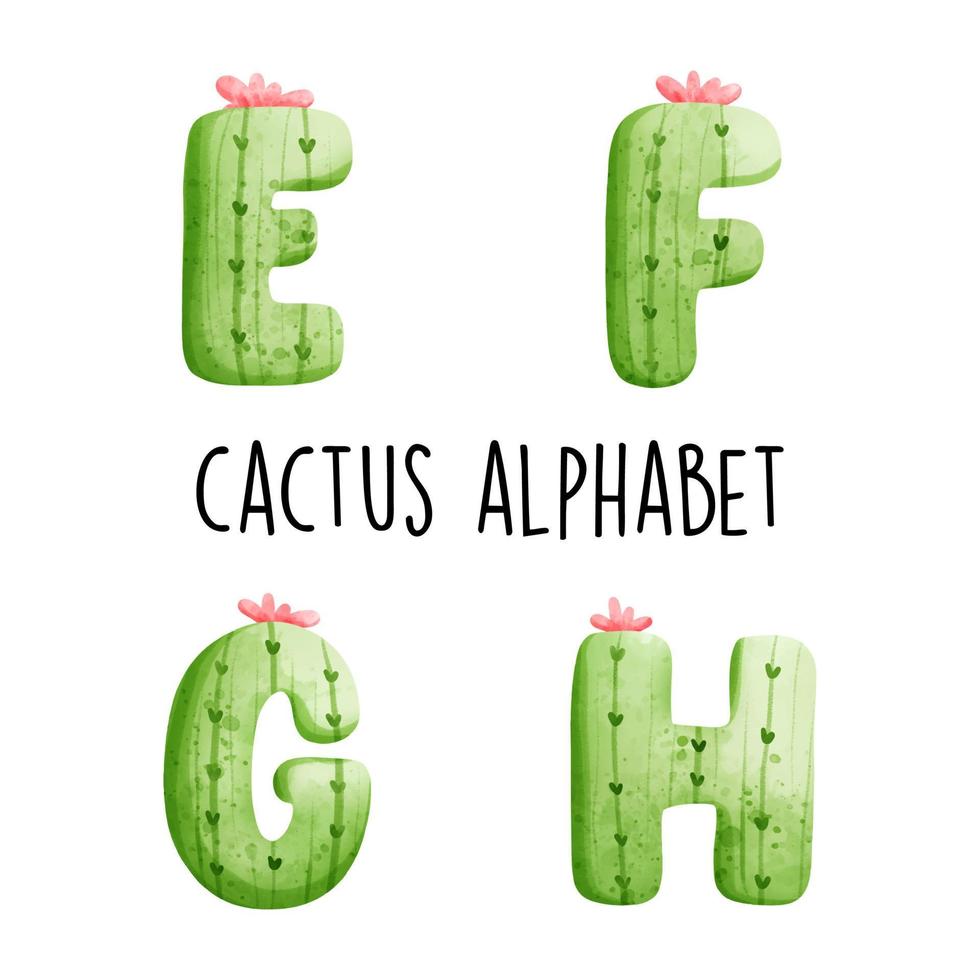 cactus alphabet, cactus letter. Vector illustration