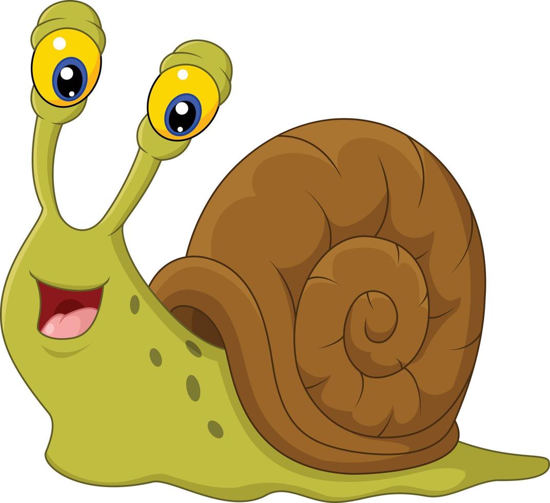 lindo, caracol, caricatura, aislado, blanco, plano de fondo vector