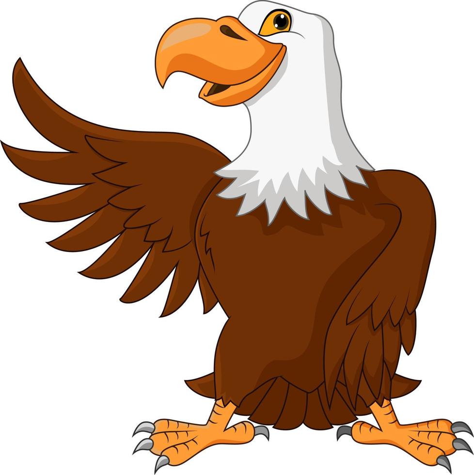 Cute eagle cartoon waving vector