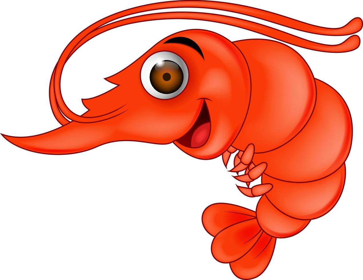Funny smiling shrimp cartoon character vector