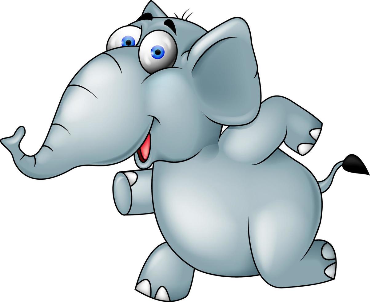 Cartoon elephant running vector