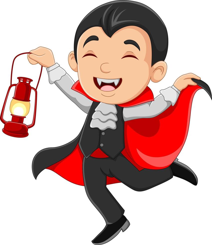 Cartoon happy vampire kid vector