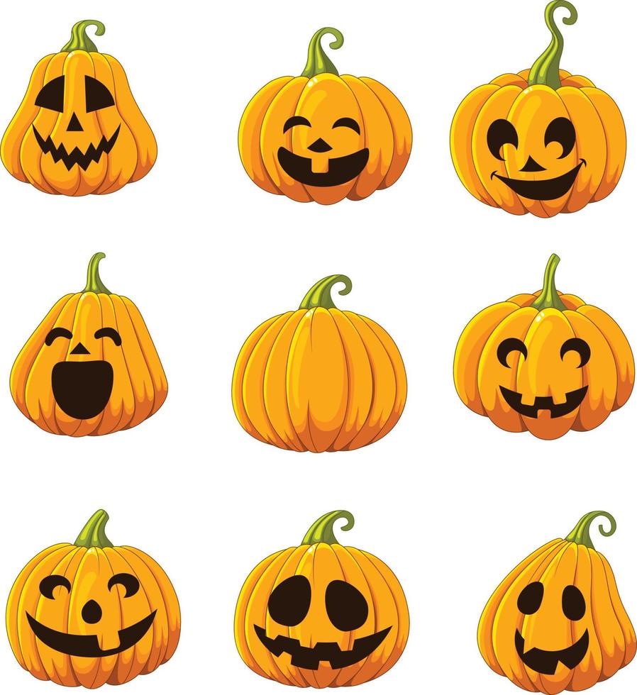 Set of Halloween pumpkin vector