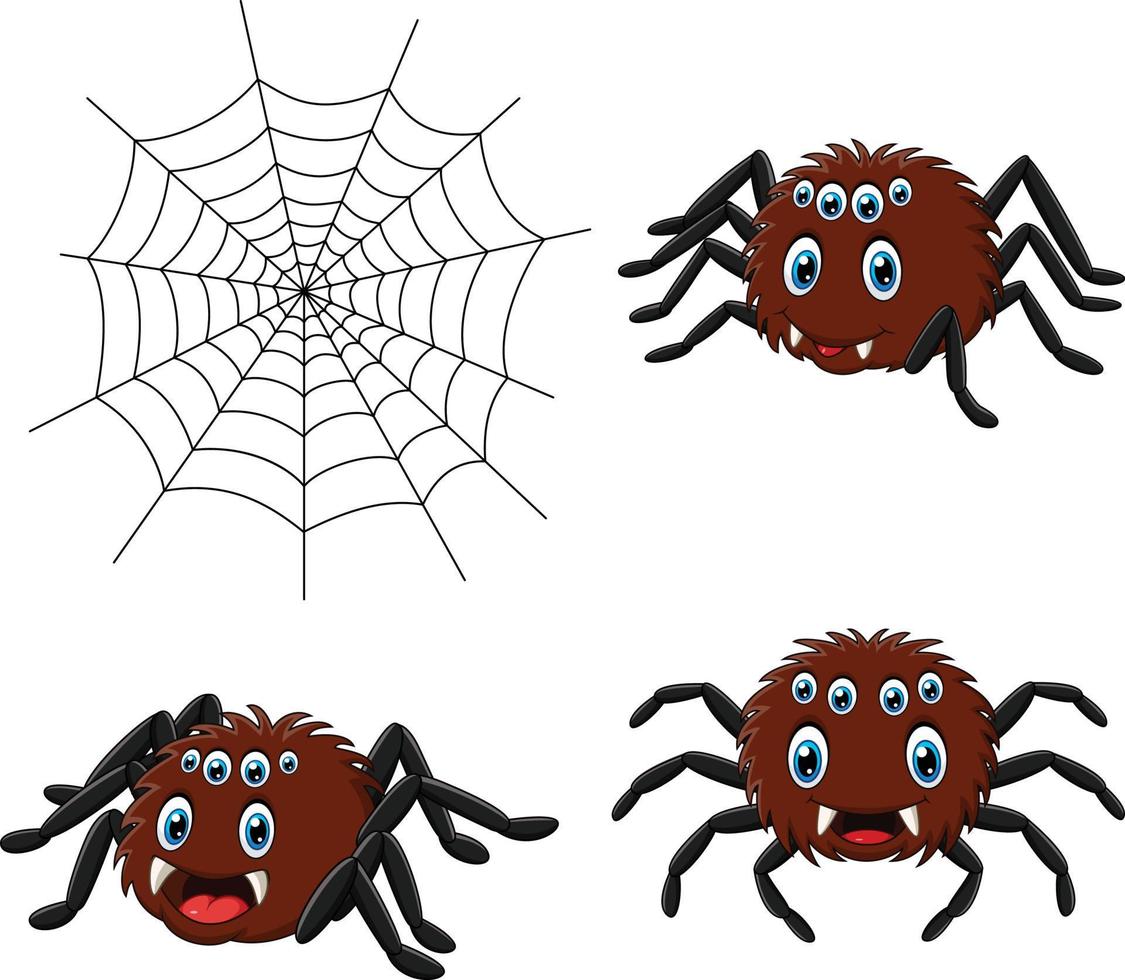 Cartoon spider collections set vector