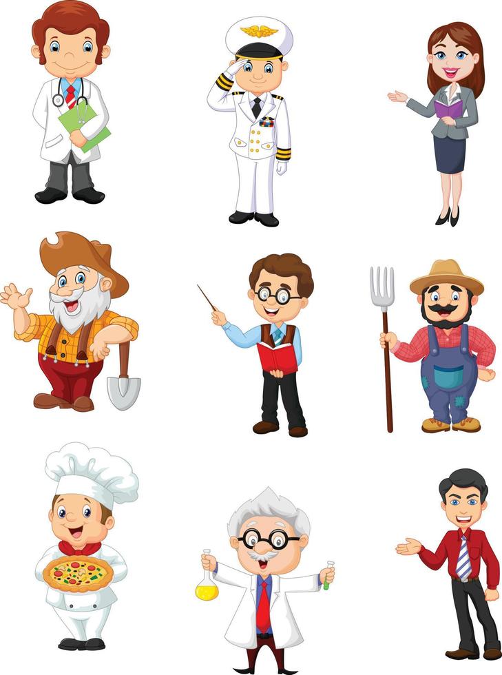 Group of people with different professions vector