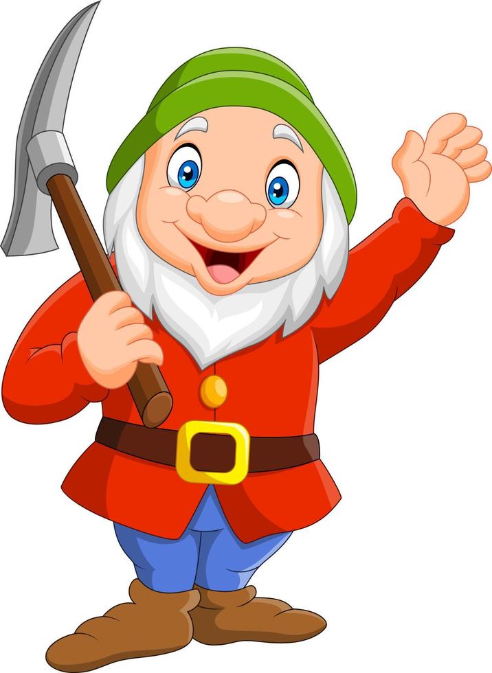 Happy dwarf miner vector