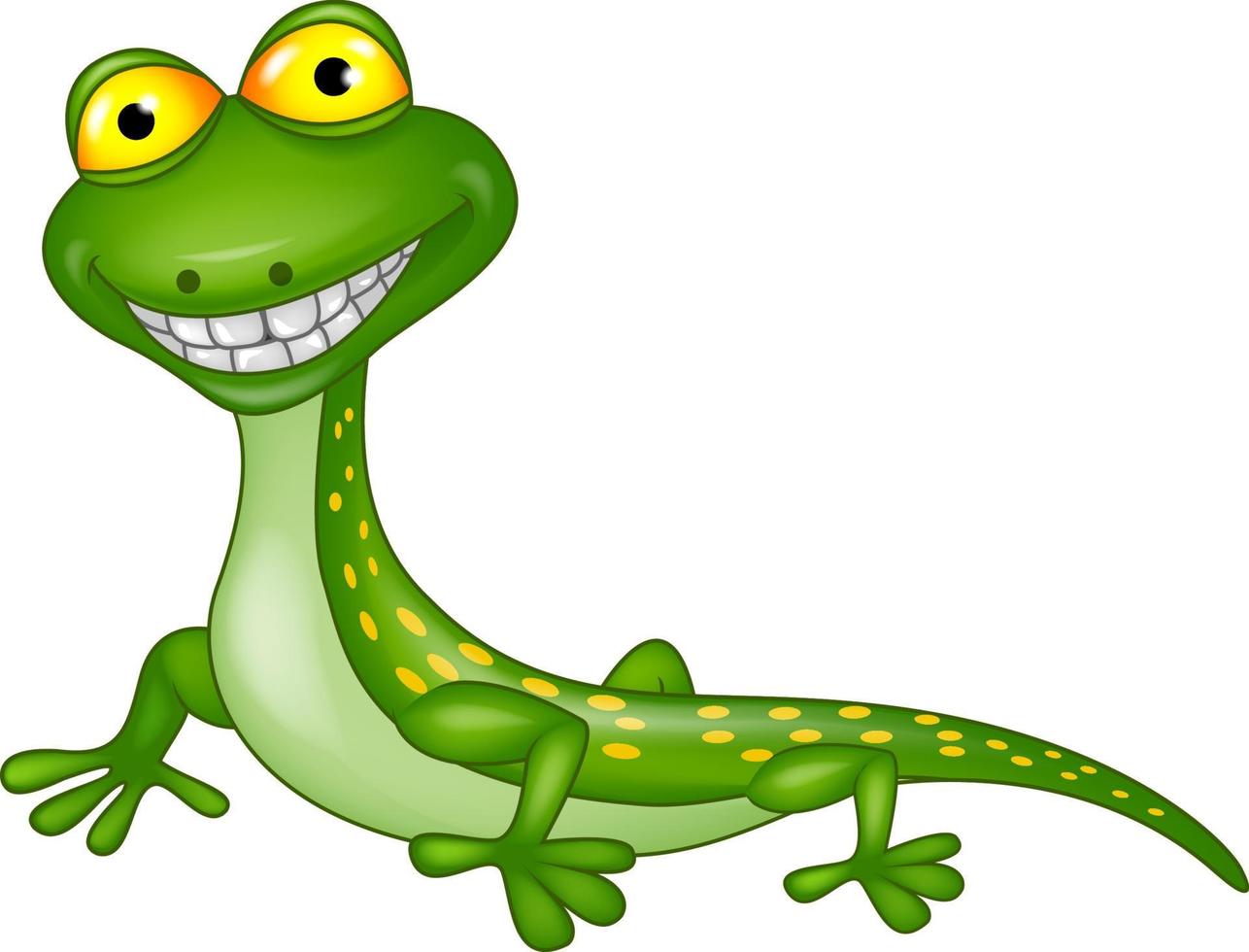 divertido, verde, lagarto, caricatura vector