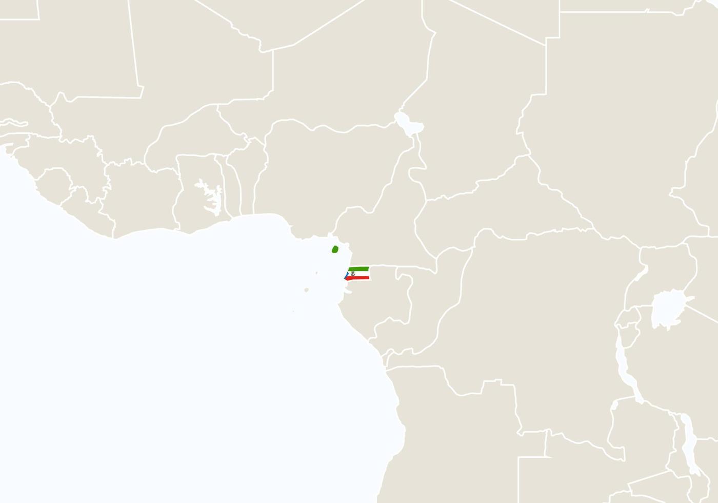 Africa with highlighted Equatorial Guinea map. vector