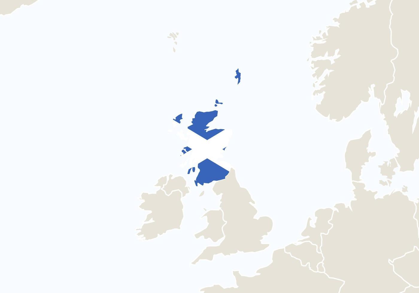 Europe with highlighted Scotland map. vector