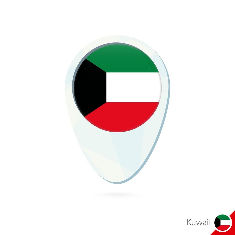 icono de pin de mapa de ubicación de bandera de kuwait sobre fondo blanco. vector