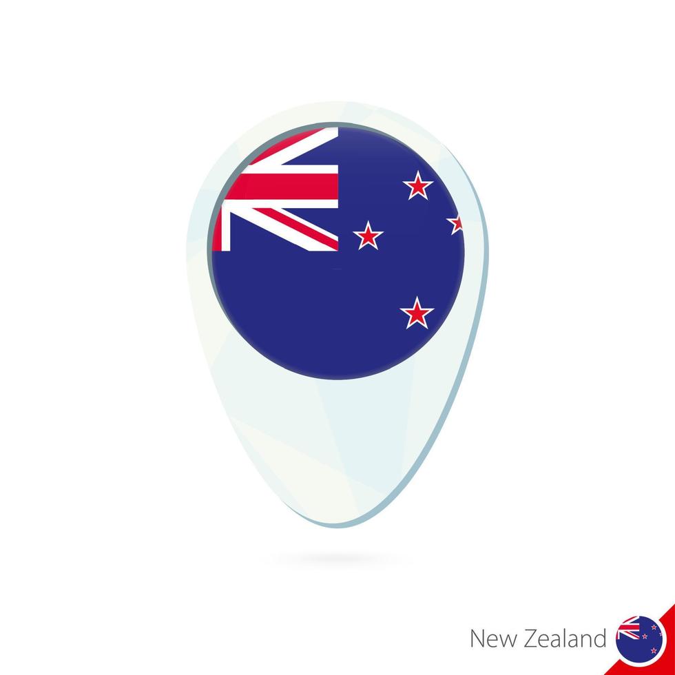 New Zealand flag location map pin icon on white background. vector